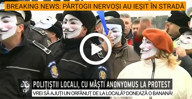 VIDEO – Orfanii de la Locala si protestul cu masti Anonymous
