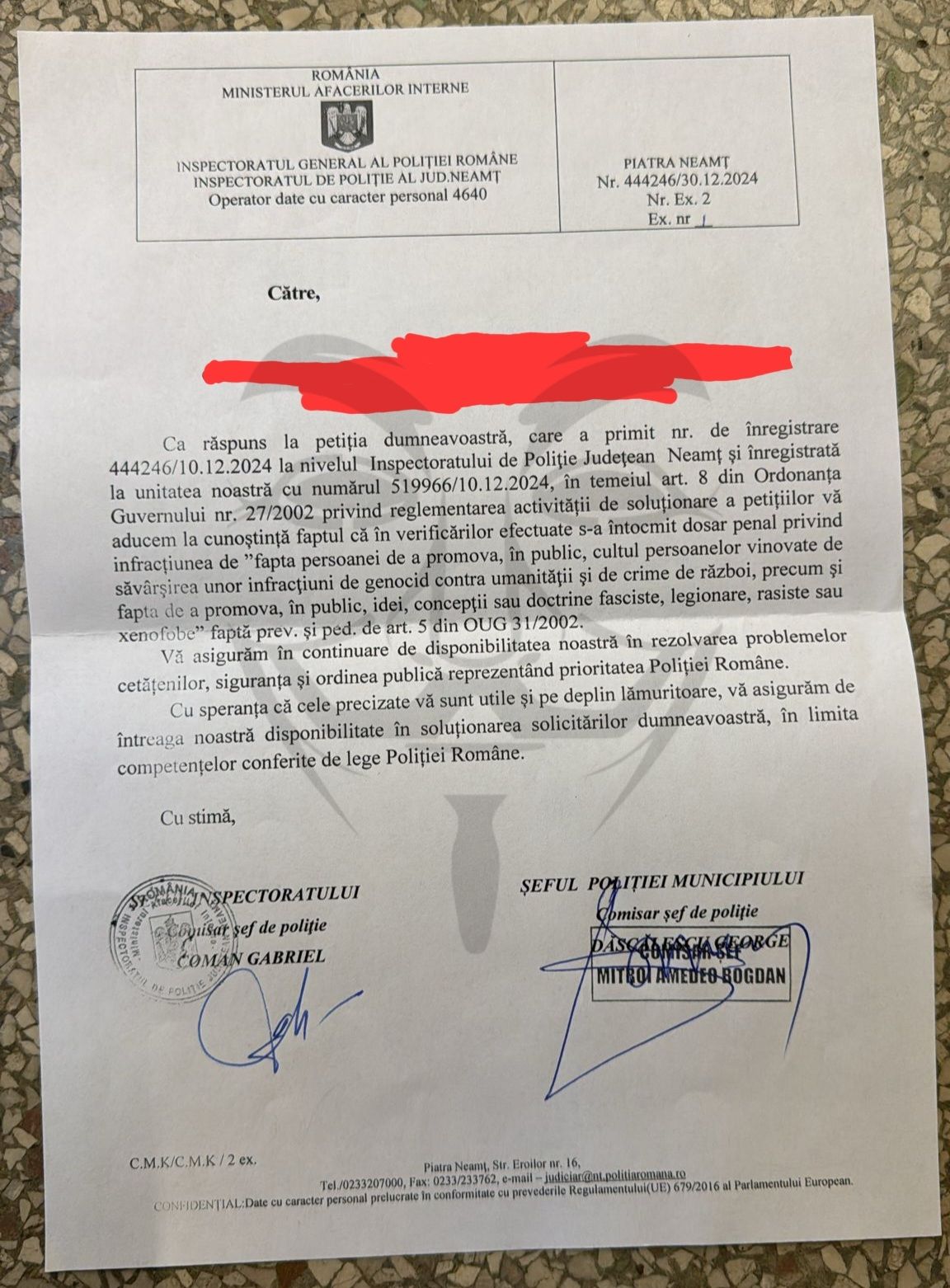 tvmneamt ancheta penala ziar promovare legionarism ionut corfu anonymous piatra neamt